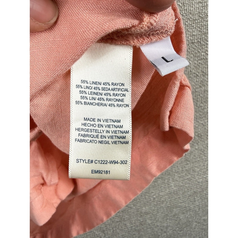 Cloth & Stone Linen Blend Sleeveless Button Top Pink Large Collared - Picture 5 of 5
